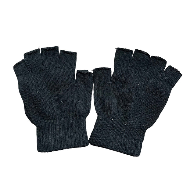 Black Knit Fingerless Convertible Gloves Mittens Adults
