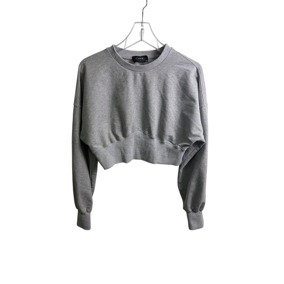 Cider Womens Gray Cotton Blend Cropped Sweatshirt Long Sleeve Size XL Cider Womens Gray Cotton Blend Cropped Sweatshirt Long Sleeve Size XL