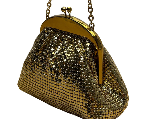 Whiting & Davis Co Women’s Gold Mesh Metal Frame Evening Coin Purse Size S
