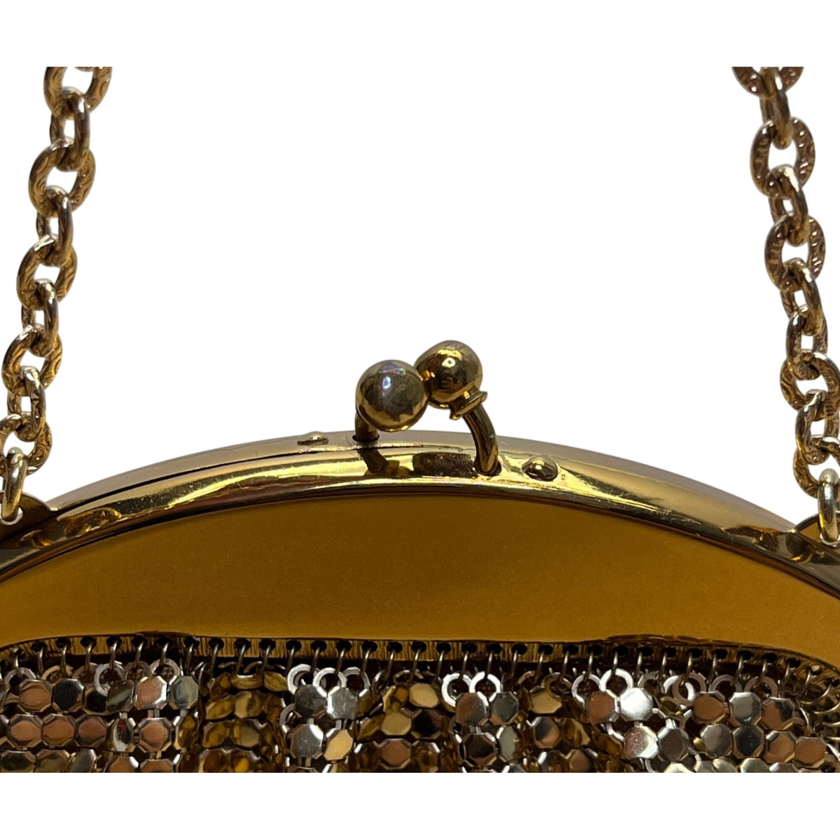 Whiting & Davis Co Women’s Gold Mesh Metal Frame Evening Coin Purse Size S