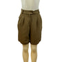 MaxMara High-Waisted Pleated Women’s Brown Shorts Button Zip Closure Sz 4