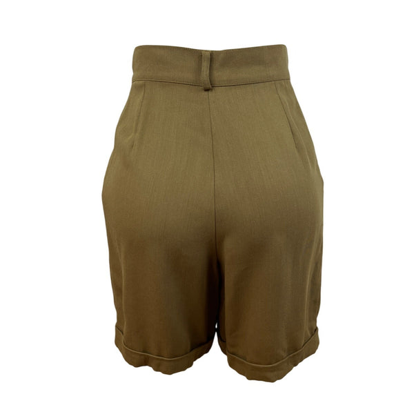 MaxMara High-Waisted Pleated Women’s Brown Shorts Button Zip Closure Sz 4
