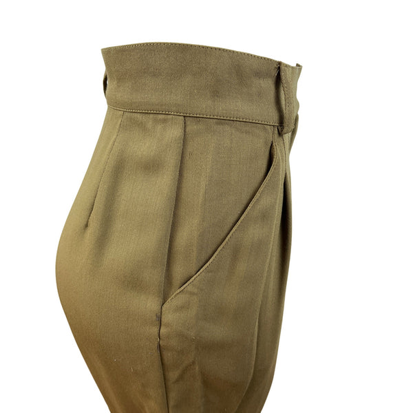 MaxMara High-Waisted Pleated Women’s Brown Shorts Button Zip Closure Sz 4