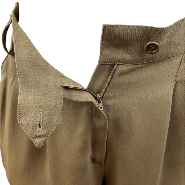 MaxMara High-Waisted Pleated Women’s Brown Shorts Button Zip Closure Sz 4