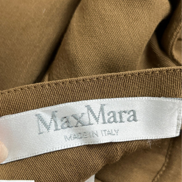 MaxMara High-Waisted Pleated Women’s Brown Shorts Button Zip Closure Sz 4