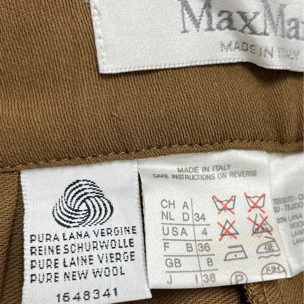 MaxMara High-Waisted Pleated Women’s Brown Shorts Button Zip Closure Sz 4