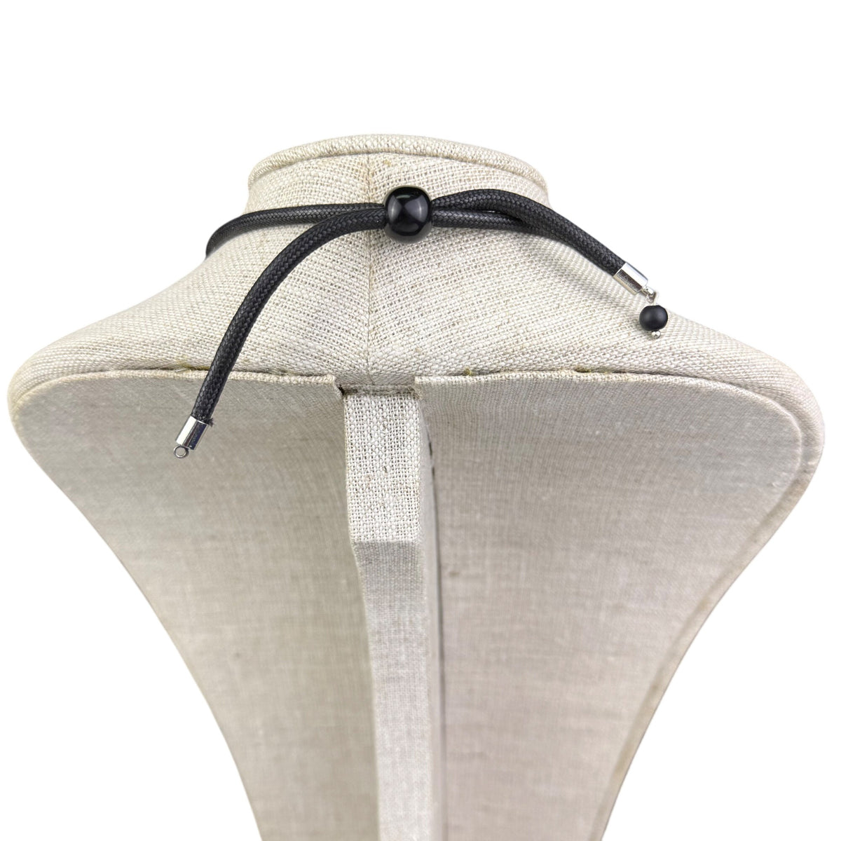 Black Beaded Adjustable Cord Necklace For Women Lightweight Textured Statement Jewelry