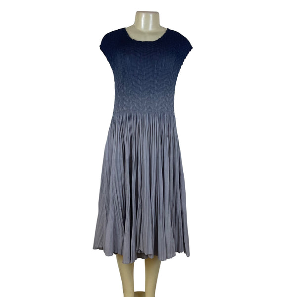 Vannie Couture Women’s Grey Ombre Pleated Midi Dress Stretch One Size Fits Most