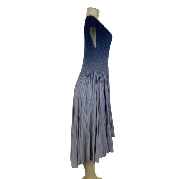 Vannie Couture Women’s Grey Ombre Pleated Midi Dress Stretch One Size Fits Most
