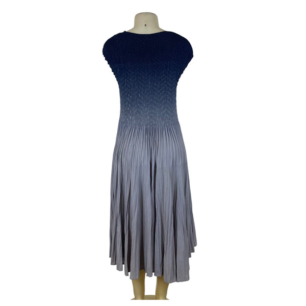 Vannie Couture Women’s Grey Ombre Pleated Midi Dress Stretch One Size Fits Most