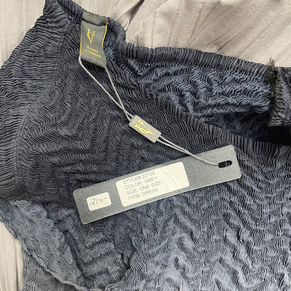 Vannie Couture Women’s Grey Ombre Pleated Midi Dress Stretch One Size Fits Most