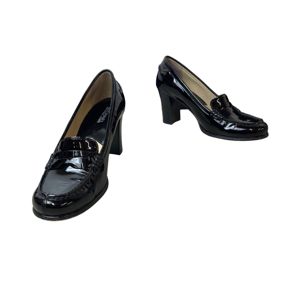 Michael Kors Women's Black Leather Bayville Heeled Loafer Sz 9M
