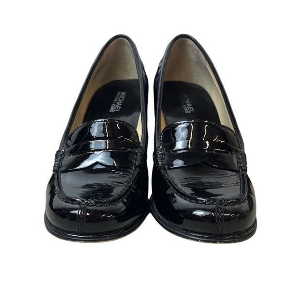 Michael Kors Women's Black Leather Bayville Heeled Loafer Sz 9M