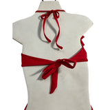 Lommitti Red Halter Neck Ruffled One-Piece Swimsuit Sz L