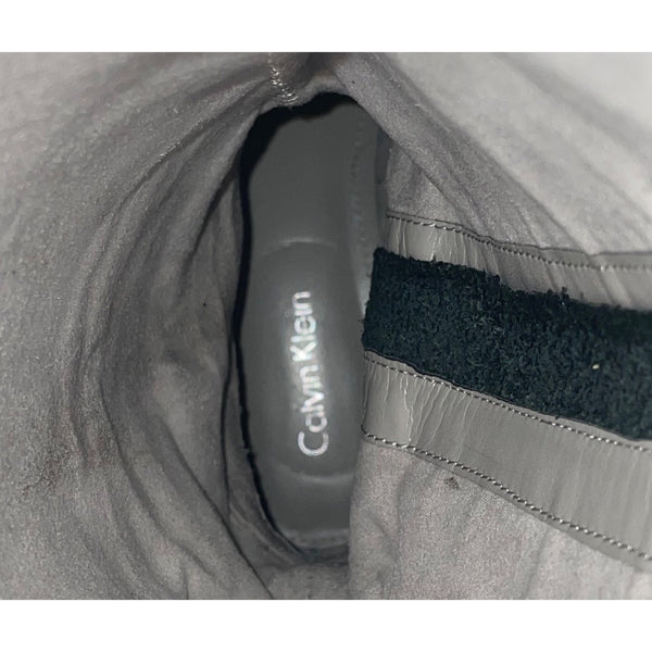 Calvin Klein Women’s Black Leather With Metal Buckles  Knee-High Boots Size 6M