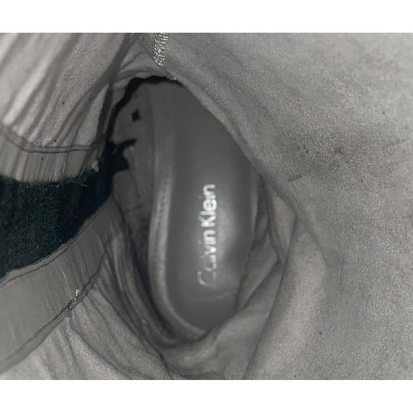 Calvin Klein Women’s Black Leather With Metal Buckles  Knee-High Boots Size 6M