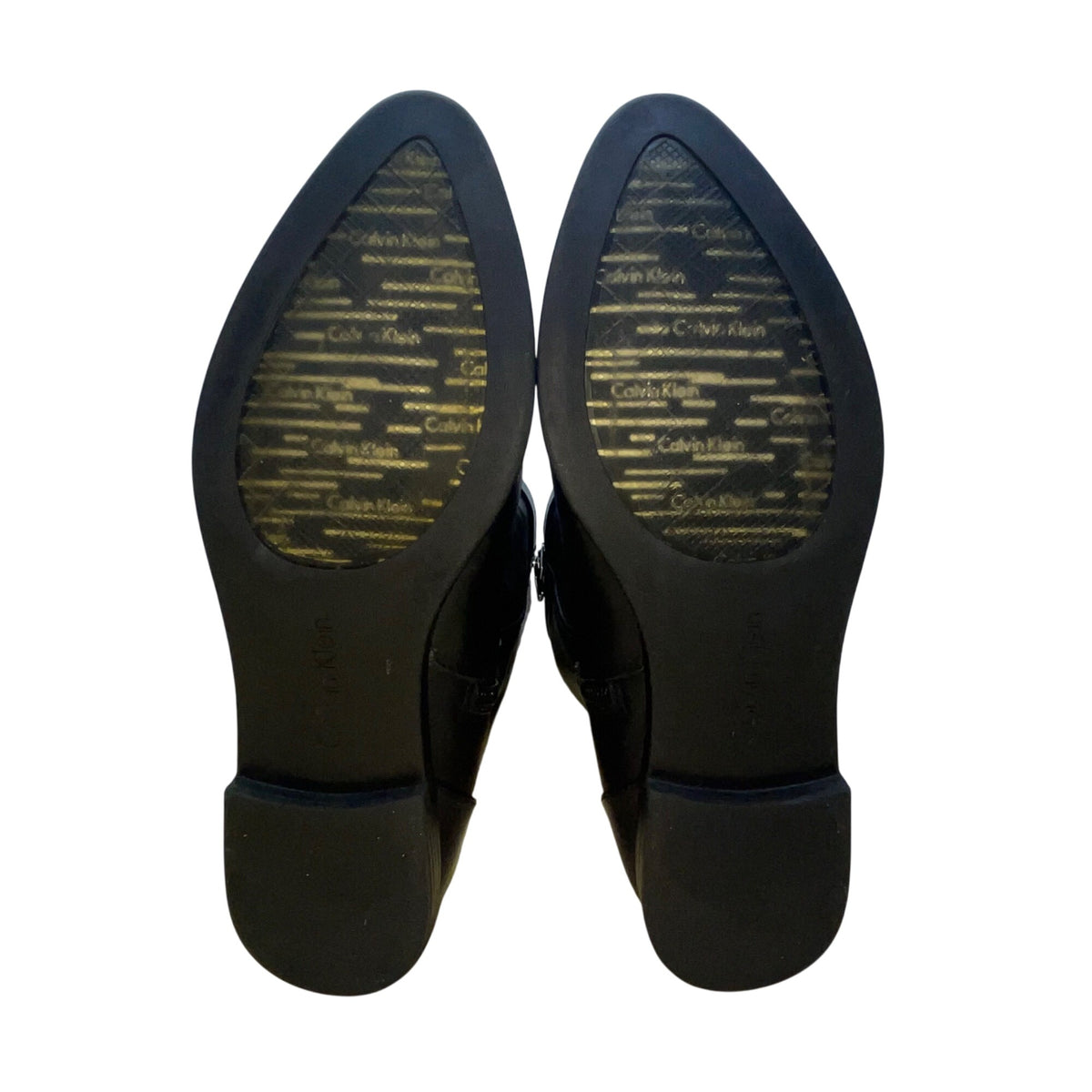 Calvin Klein Women’s Black Leather With Metal Buckles  Knee-High Boots Size 6M