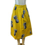 Ann Taylor Womens Yellow Pineapple Print Cotton Spandex Midi Skirt Size 0P