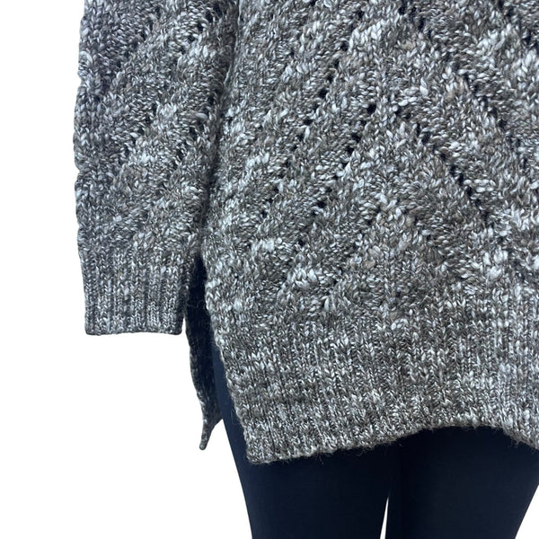 Ruff Hewn Cable Knit Gray Chunky Sweater Women Cowl Neck Tunic Size PM