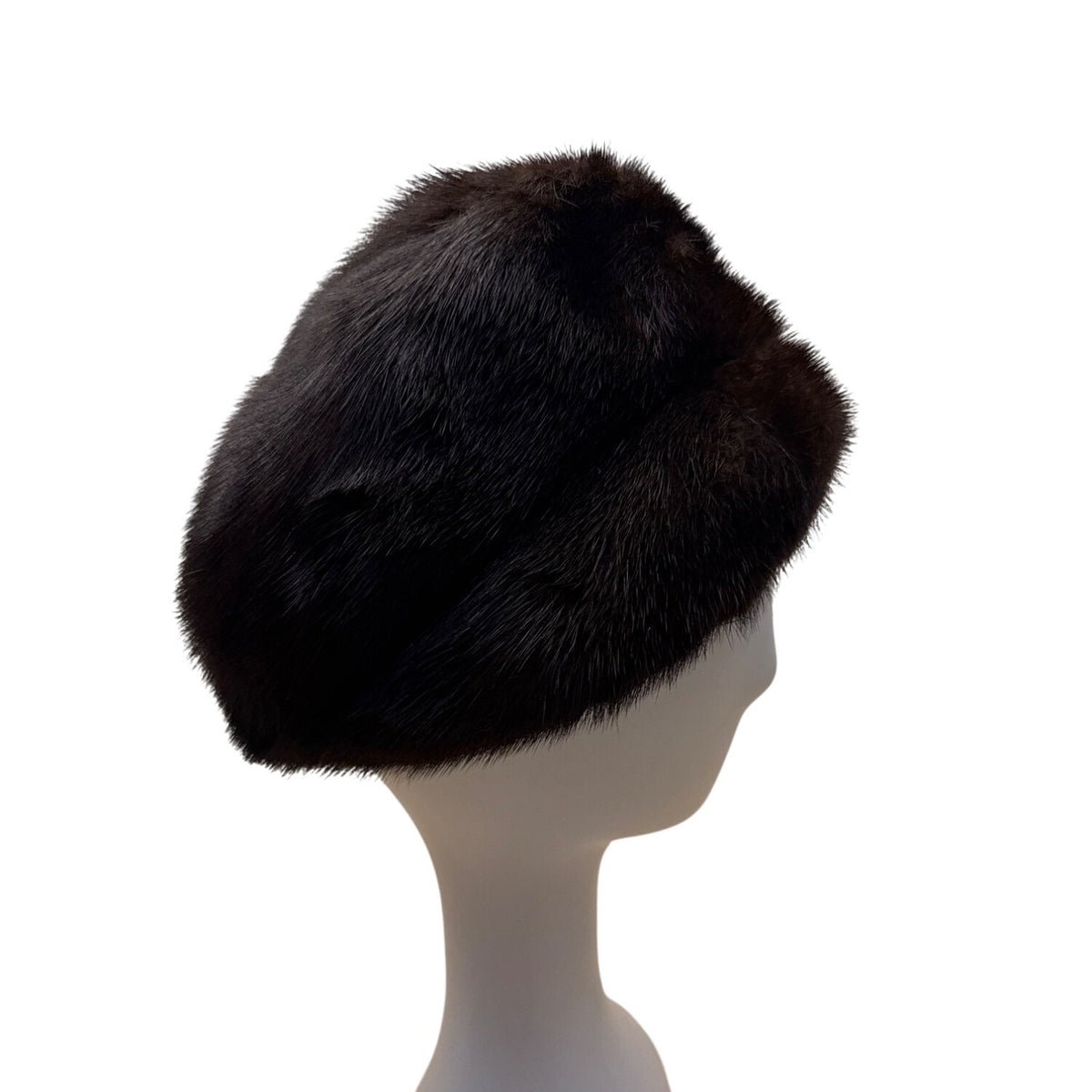 Vintage Amrose New York Brown Mink Fur Hat Satin Lining 22" Circ Winter Fashion