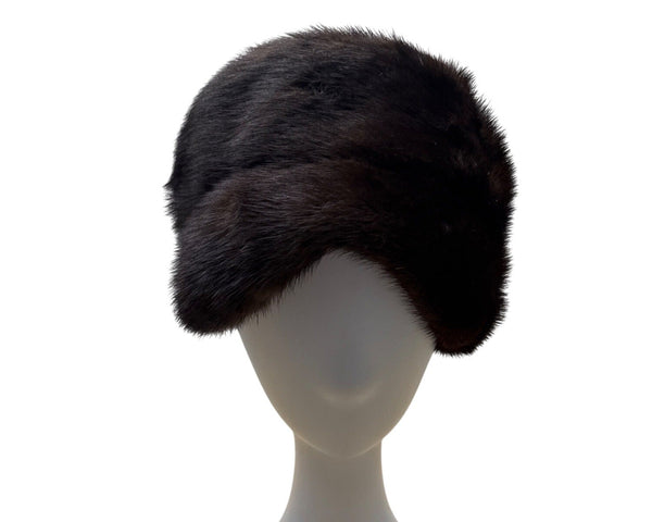 Vintage Amrose New York Brown Mink Fur Hat Satin Lining 22" Circ Winter Fashion