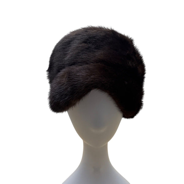 Vintage Amrose New York Brown Mink Fur Hat Satin Lining 22" Circ Winter Fashion