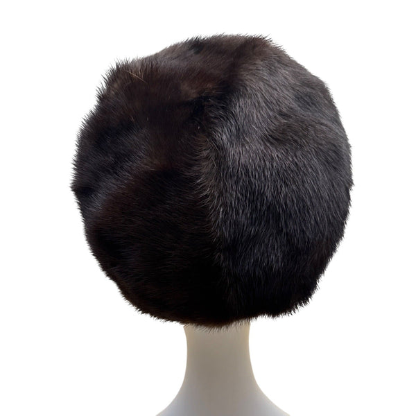 Vintage Amrose New York Brown Mink Fur Hat Satin Lining 22" Circ Winter Fashion