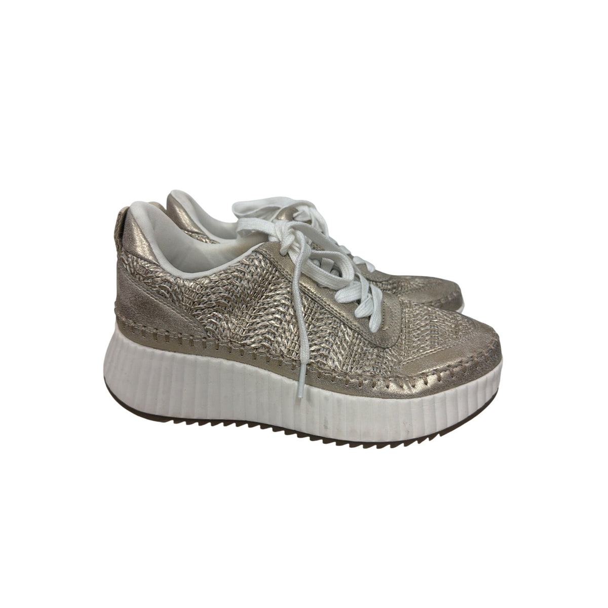 Universal Thread Womens Gold Textured Woven Sneakers Textile/Manmade Materials Size 7