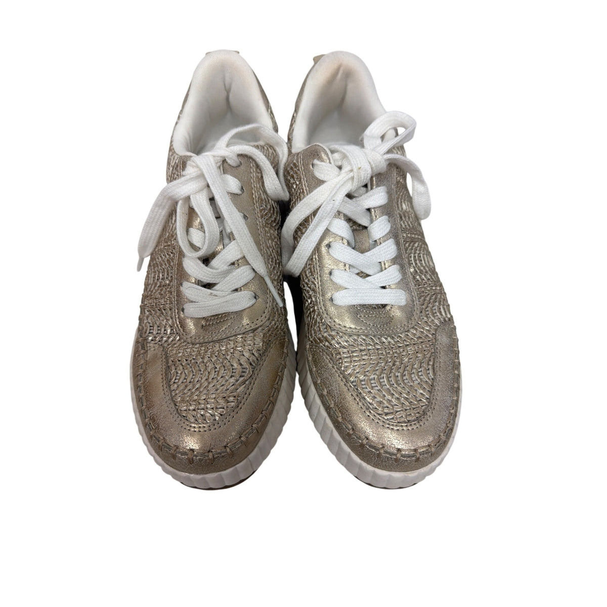 Universal Thread Womens Gold Textured Woven Sneakers Textile/Manmade Materials Size 7