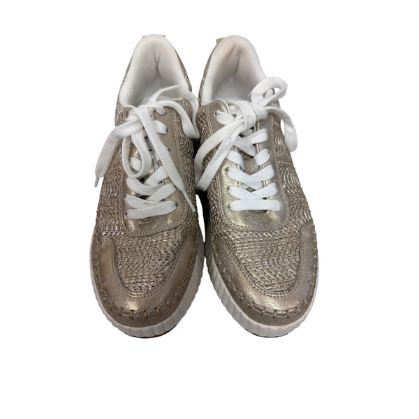 Universal Thread Womens Gold Textured Woven Sneakers Textile/Manmade Materials Size 7