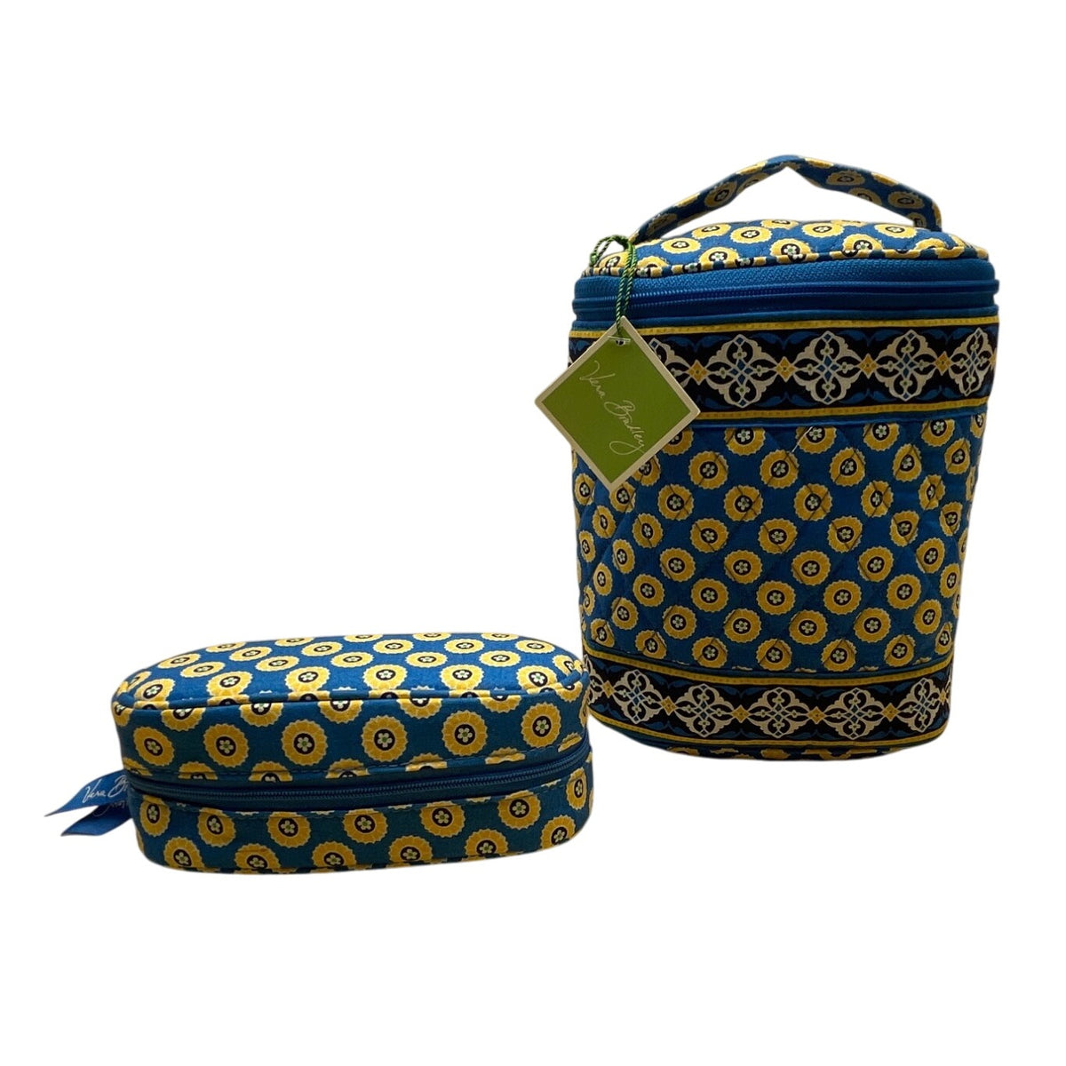 Vera Bradley Blue Cool Keeper Pattern Quilted & Eyeglass Case Set - New