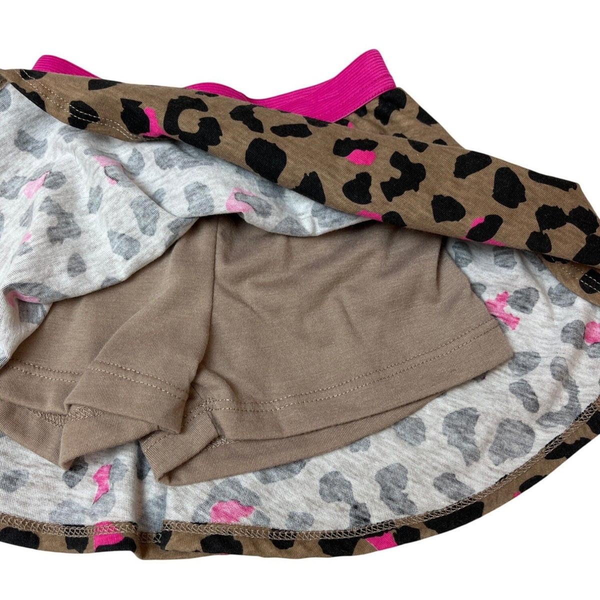 Epic Threads Toddler Girls Leopard Print Skirt With Shorts Brown/Pink Sz 3T