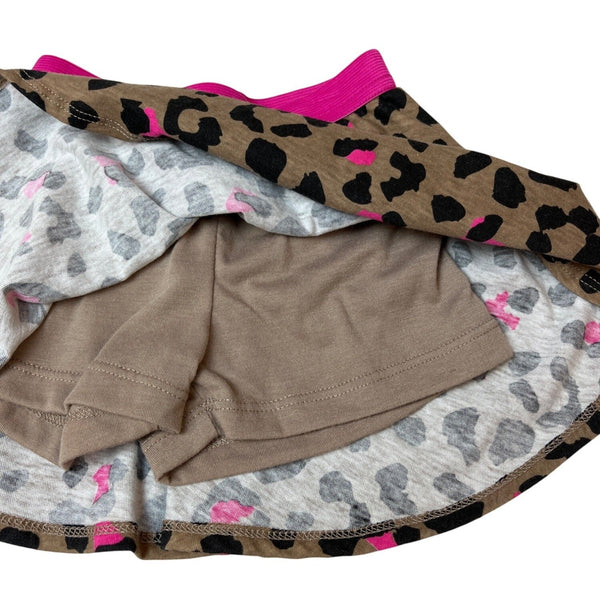Epic Threads Toddler Girls Leopard Print Skirt With Shorts Brown/Pink Sz 3T