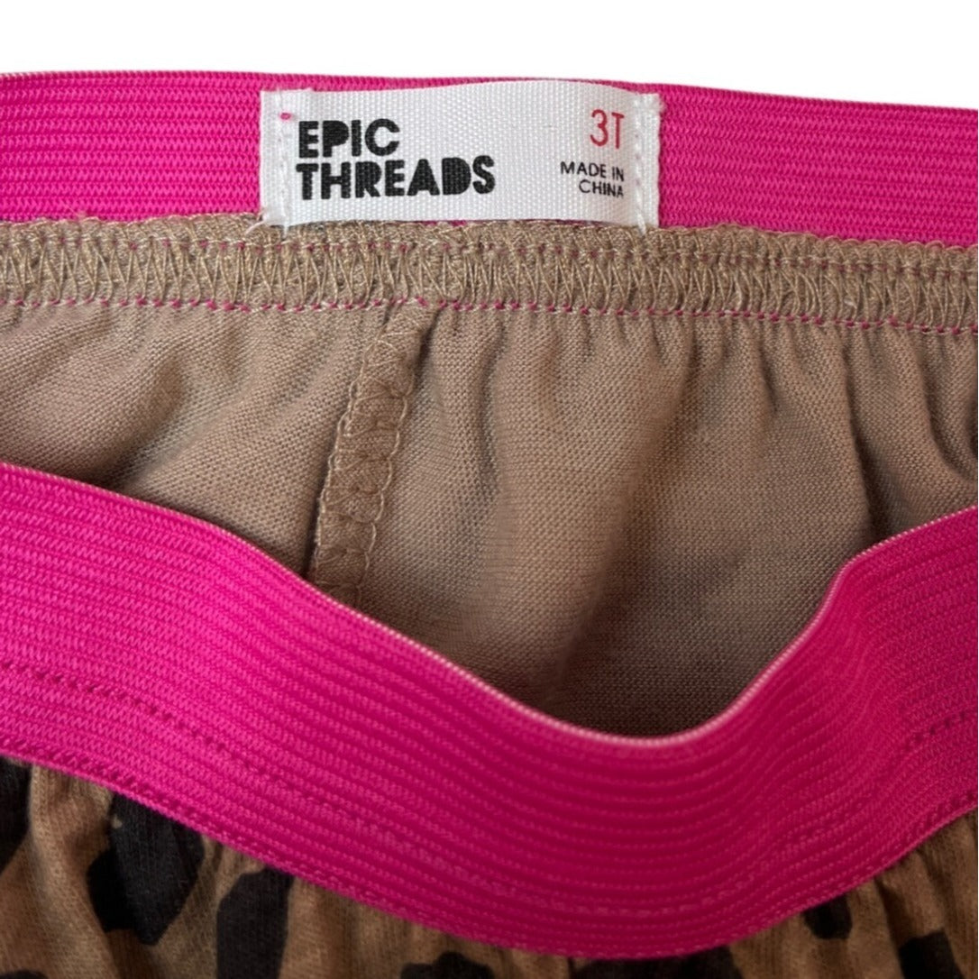 Epic Threads Toddler Girls Leopard Print Skirt With Shorts Brown/Pink Sz 3T