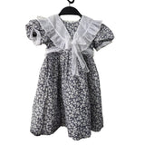 Sylvia Whyte For Bloomingdales Girls Black & White Floral Cotton Dress With Bow 4T