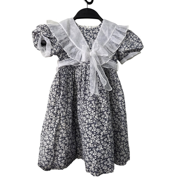 Sylvia Whyte For Bloomingdales Girls Black & White Floral Cotton Dress With Bow 4T
