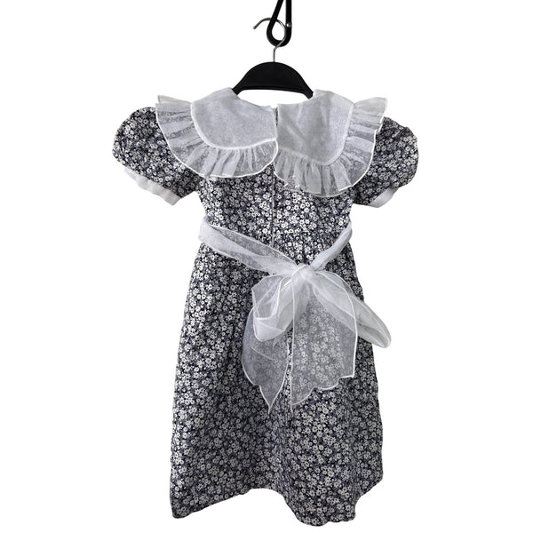Sylvia Whyte For Bloomingdales Girls Black & White Floral Cotton Dress With Bow 4T