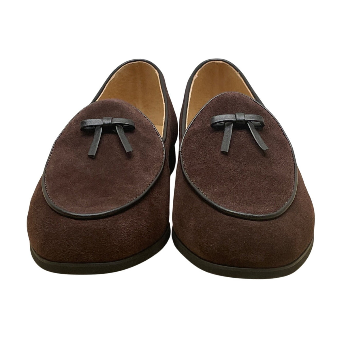 Journey West Womens Coffee Suede Bow Detail Loafers Size 7M - New