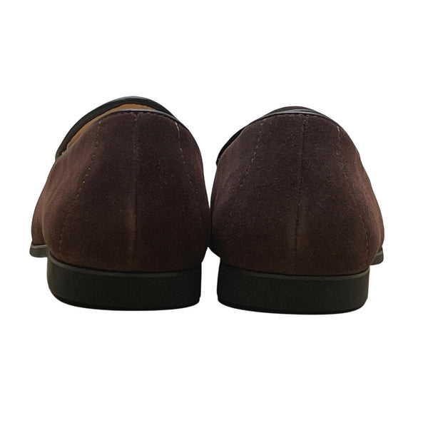 Journey West Womens Coffee Suede Bow Detail Loafers Size 7M - New