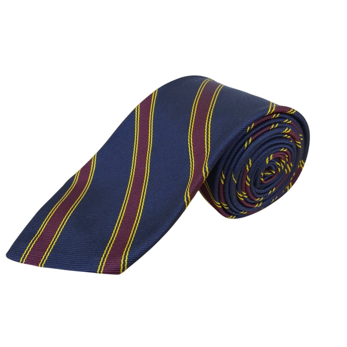 Vintage Brooks BrothersNavy Silk Stripe Tie Yellow & Burgundy Classic USA-Made