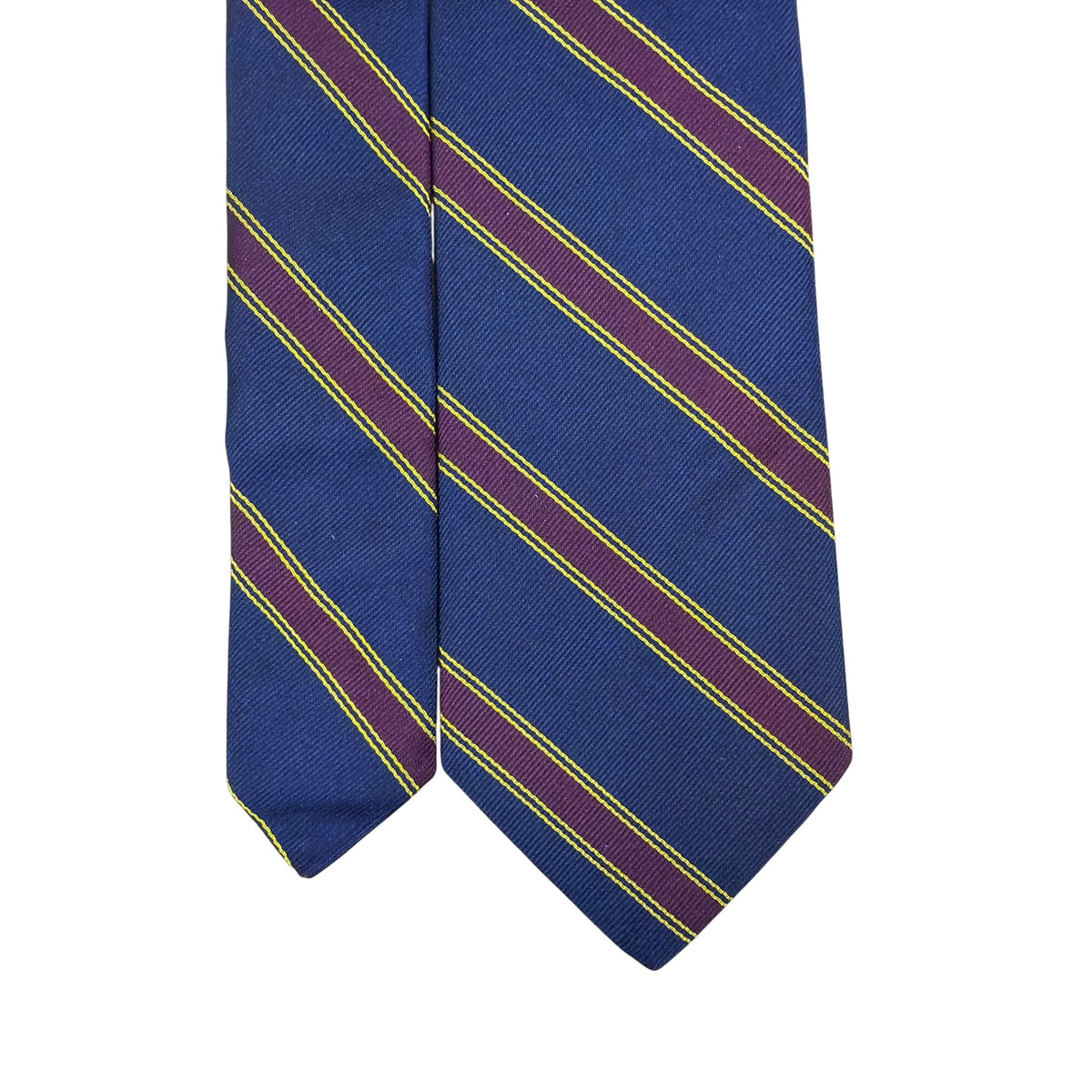 Vintage Brooks BrothersNavy Silk Stripe Tie Yellow & Burgundy Classic USA-Made