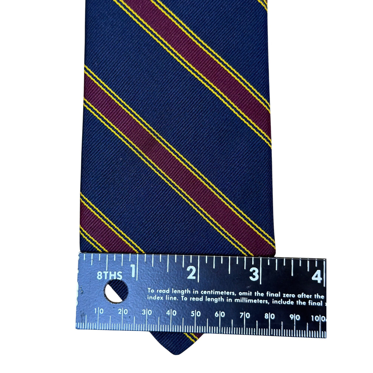 Vintage Brooks BrothersNavy Silk Stripe Tie Yellow & Burgundy Classic USA-Made
