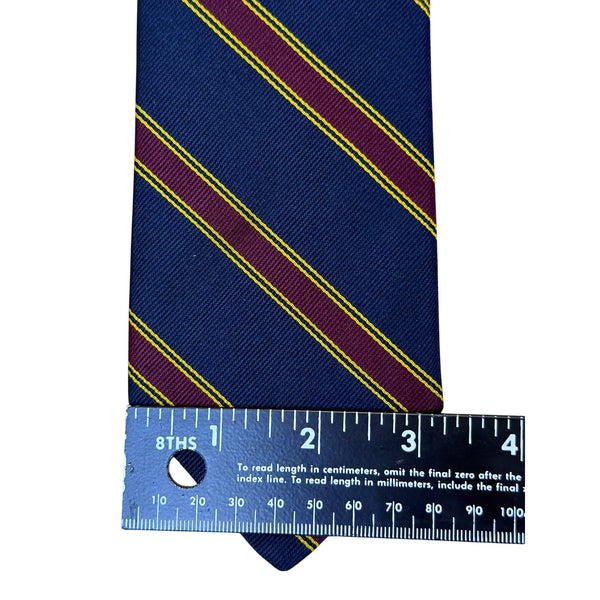 Vintage Brooks BrothersNavy Silk Stripe Tie Yellow & Burgundy Classic USA-Made