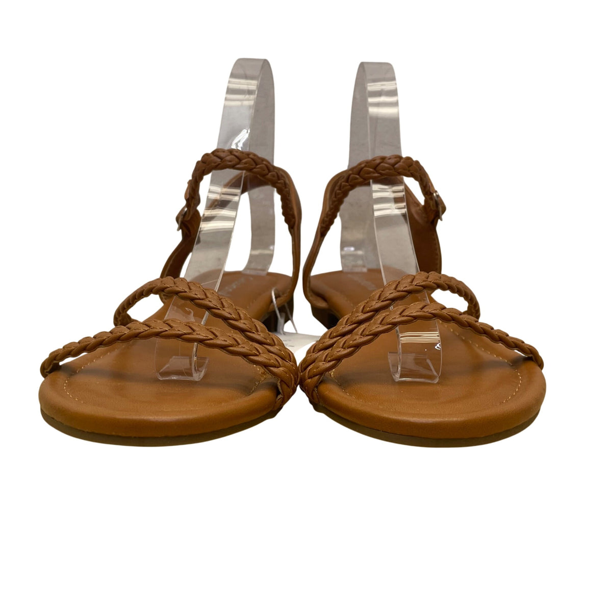 Greatonu Women’s Brown Braided Strap Open Toe Low Heel Sandals Size 7.5 - New
