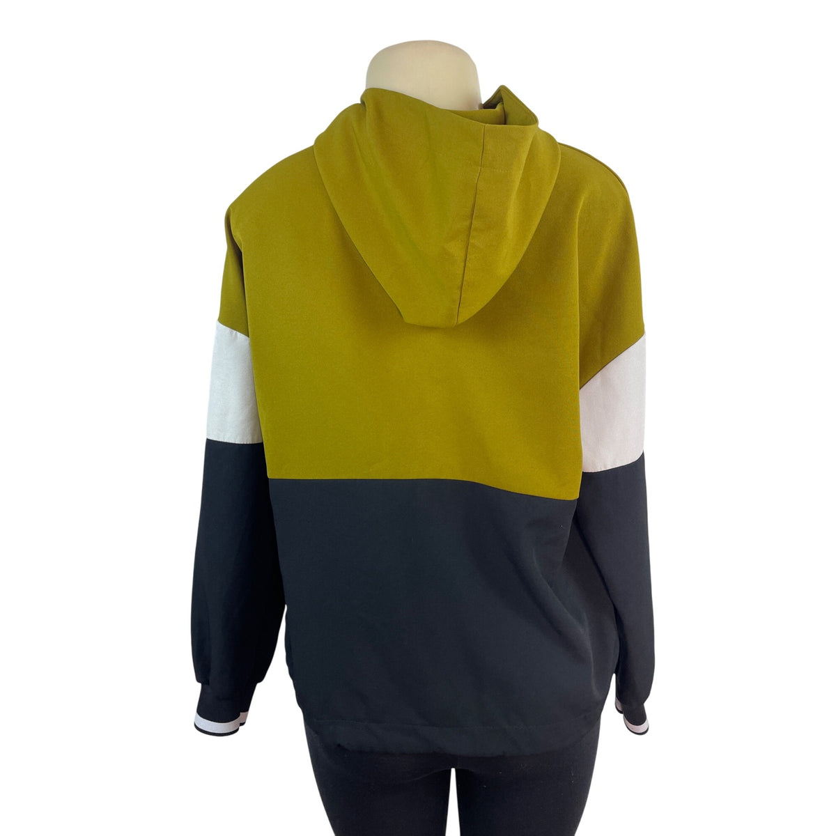 Zara Colorblock Hooded Pullover Jacket With Half Zip & Drawstring Hem Size M