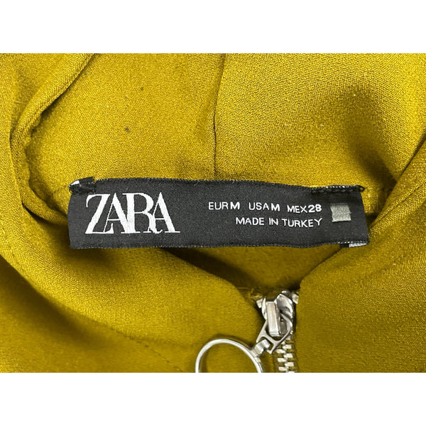 Zara Colorblock Hooded Pullover Jacket With Half Zip & Drawstring Hem Size M