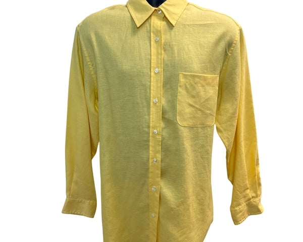 Jones New York Sport Yellow Linen Button-Up Shirt Size L