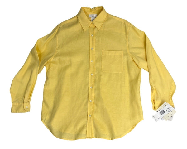 Jones New York Sport Yellow Linen Button-Up Shirt Size L