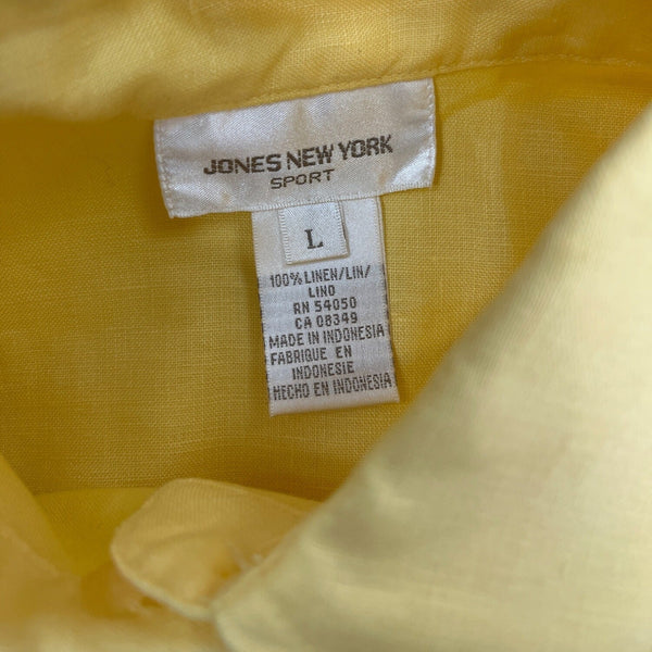 Jones New York Sport Yellow Linen Button-Up Shirt Size L