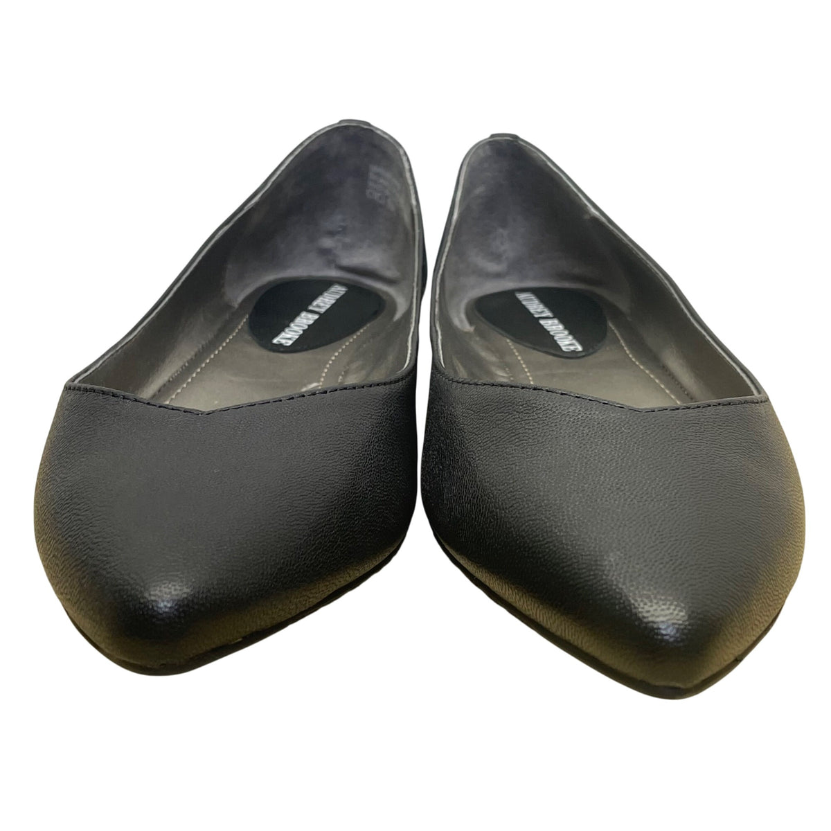 Audrey Brooke Women’s Black Leather Cici Taper Toe Flat Shoes Size 8M